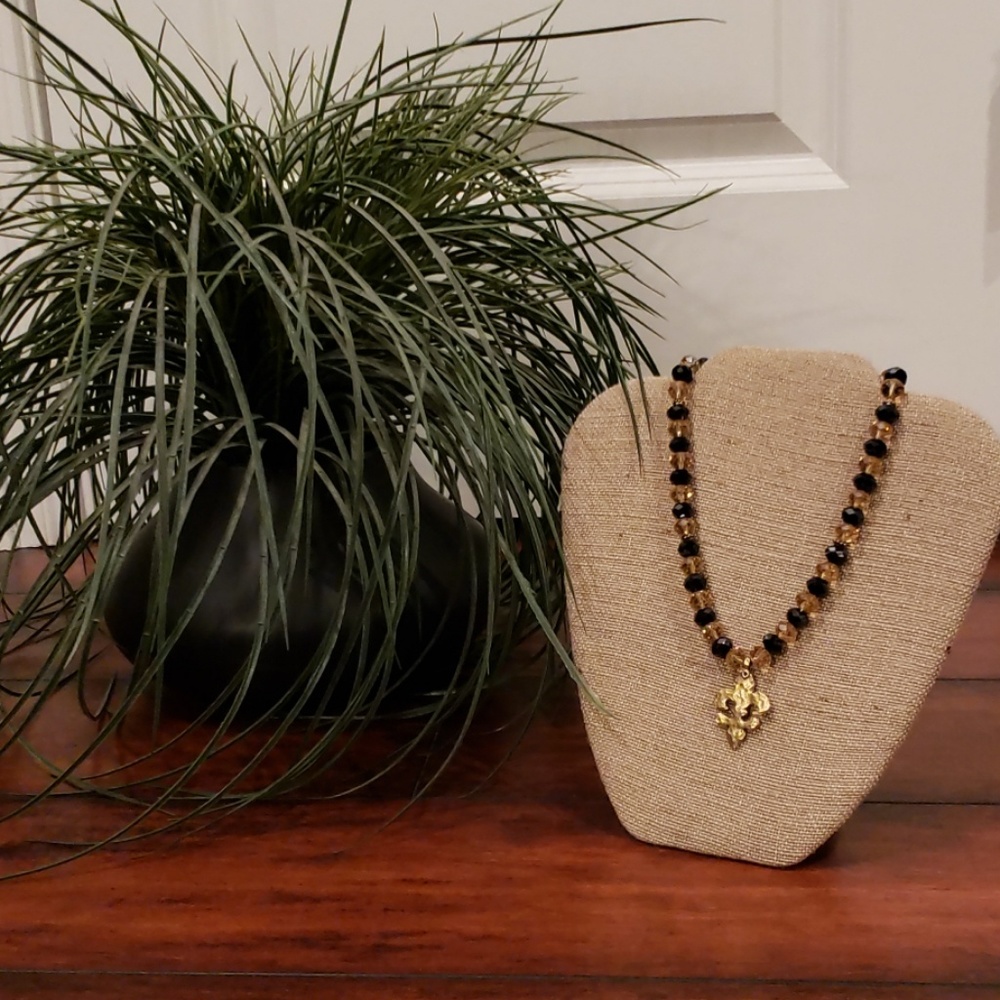 Swarovski crystal Fleur de lis necklace